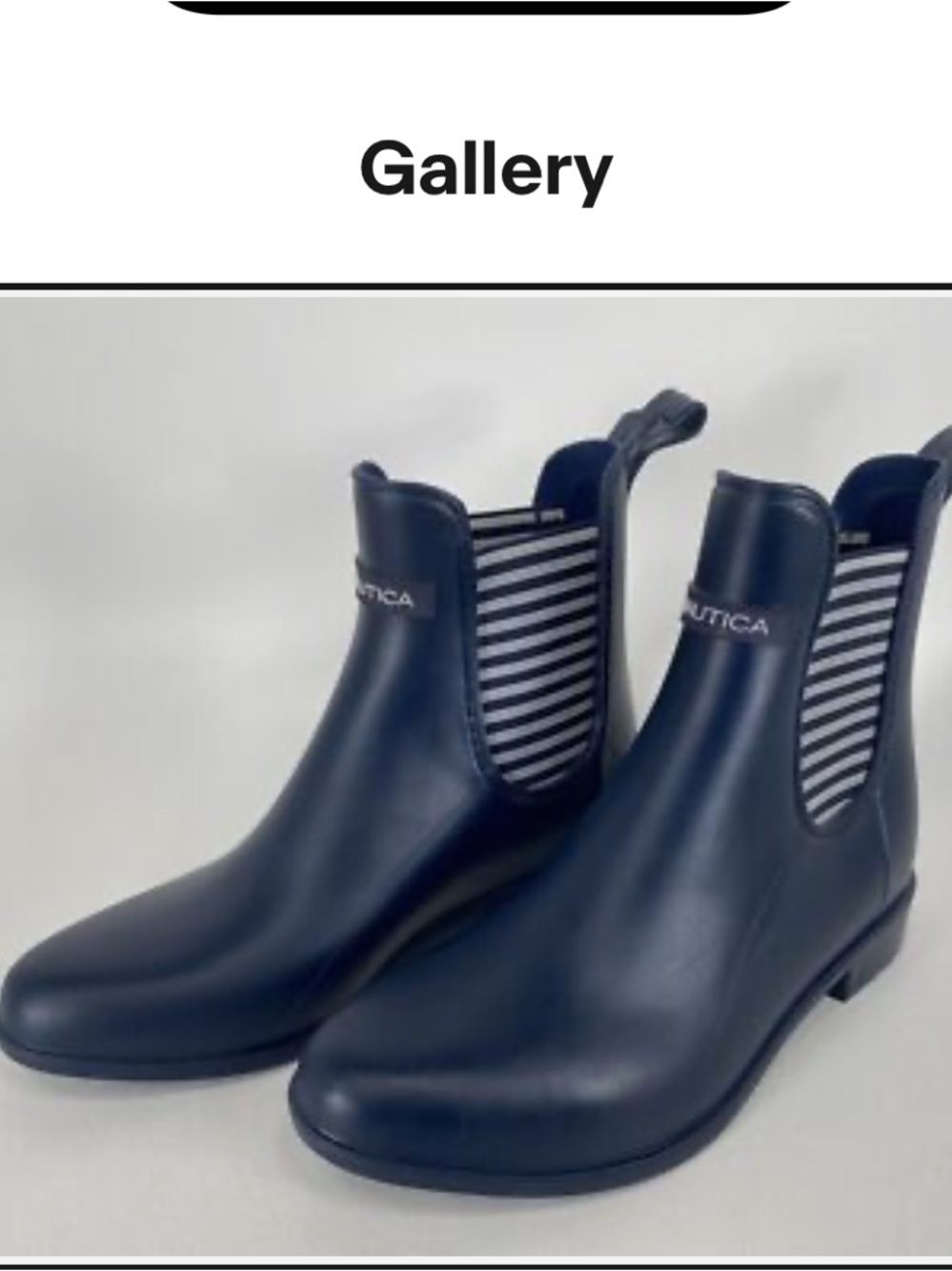 Nautica Women's Navy Chelsea Rain Boots with Striped Elastic Panels